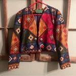 Vintage 90s Southwestern Aztec Crop Blazer Cowgirl Wraps Brand Size SMALL Gold Photo 1