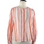 A New Day Target Button Down Blouse Long Sleeves Peach Stripes NEW Women’s XXL Photo 0
