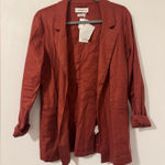 NWT Level 99 Rachel Stretch Linen Blend Blazer Rose Size Small Open Front Red Photo 0