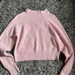 Free People  pink ribbed mock neck bishop long sleeve sweater size medium Photo 0