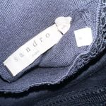 Sandro  Navy Blue Mock Neck Button Lattice Trim Sweater Wool Knit Top 2 Medium Photo 8