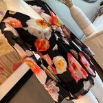 Gianni Bini GB Black Floral V-Neck Lace Up Bell Sleeve Romper Size Small Photo 2