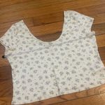 H&M Cream and lavender floral crop cottagecore top Photo 6