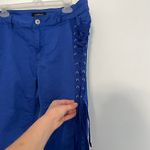 Ashley Stewart  Plus Size Lace Up Side Hi Rise Denim Capris Royal Blue Pants 16 Photo 6