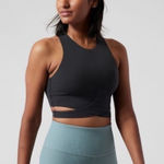 Athleta  Conscious Cut Out Crop Top/Athletic Bra Black Photo 0
