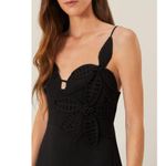 Farm Rio NWOT  Linen Sand 3d Flower Midi Dress Size XL Black Photo 2