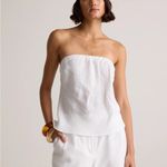 Quince NWT  100% European White Linen Strapless Top Sz S Photo 2