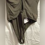 Women’s Twist Back Short Sleeve Olive Green Thong Bodysuit Size Large NWT Photo 4