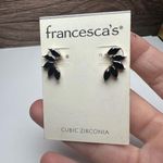Francesca's Francesca’s Black Cubic Zirconia Rhinestone Stud Gold Tone Pierced Earrings NWT Photo 2