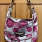 Coach  Kristin Graphic OP Art Sequin Hobo Shoulder Bag Purse 19963 Pink Signature Photo 0