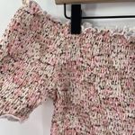 H&M Blouse Size Extra Large NWT Smocked Off the Shoulder Floral Summer Pink Photo 4