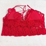 PINK - Victoria's Secret  CROCHET LACE‎ Red Bra BRALETTE SIZE L Photo 3