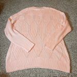 CJ Banks Women's 1X Pink‎ Knit Sweater Tunic Long Sleeve Diamond Openwork New Pink Photo 5