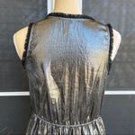 BCBG MaxAzria Shimmering Metallic Silver Black Dress Size XS Silk Blend Cocktail Photo 8