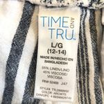 Time & Tru White And Blue Linen Drawstring Shorts  Photo 1