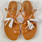 Bettye Muller ‎ Strappy Toe Tassel Sandal in Brown White Size 7.5 Photo 0