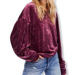 We The Free  Milan Burgundy Crushed Velvet Layering Top Photo 0