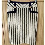 Tory Burch Koemi Nautical Striped Pencil skirt W Gold Buttons Size 2 EUC Preppy Photo 4