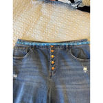 SO  Women's Wide Leg High Rise Button Fly Blue Jeans - Size 15/32 Distressed Photo 5