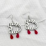 Vampire Teeth Earrings, Novelty Earrings, Halloween Horror Vampire White Photo 1