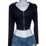 PacSun Black long sleeve zip up crop top with collar Photo 0