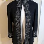 Ming Wang Textured Beaded One Hook Knit Cardigan Jacket in Black Womens S💚 Photo 0