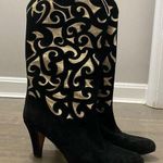 Vintage 80’s Andrea Pfister Black and Gold Cut Out Boots Size 6.5 Photo 0