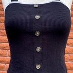 Who What Wear black ribbed crop top with white piping women's small Photo 0