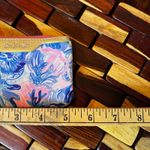 Lilly Pulitzer  ID Case Coin Purse‎ Keychain Wallet Blue Pink Gold Fabric Photo 5