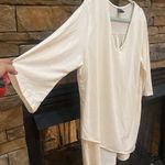 Elegant Ivory Women's Tunic wrap blouse top flowy v Photo 4