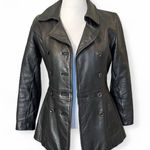 Guess  black leather vintage pea coat M Photo 0