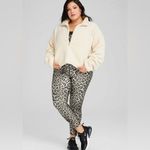 Good American NWT Half Zip Sherpa Essentials-Lined Luxe Pullover Kangaroo Pocket Photo 1