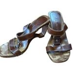 Italian Shoemakers Contesa Wood Look Wedge Brown Sandals Sz 6 Made In Italy Photo 0