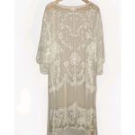 POL Floral Lace Kimono Duster Cardigan Sheer Cream Boho Medium Large Photo 4