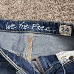 We The Free Denim Fringe Skirt Raw Hem Distressed High Rise Bailey Skirt Sz 24 Photo 3