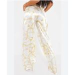 Pretty Little Thing  Cream Chain Satin‎ High Waist Wide-Leg Pants Size 8 Night Out Photo 1