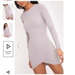 Pretty Little Thing DOVE GREY LONG SLEEVE WRAP SKIRT BODYCON DRESS Photo 3