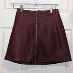 Bershka  burgundy zippered leather skirt size xs Photo 0