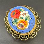 Vintage Italian Micro Mosaic Gold Photo 2