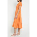 O.P.T. Gauzy Cotton Lanna Puff Sleeve Smocked Midi Dress Orange Size Small Photo 2