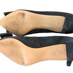 Talbots Suede Leather Pumps Sz. 7.5B Bow Toe Gray Pointy Toe Low Kitten Heel Photo 6