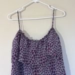 Rory Beca  Silk Gray Grey Purple Allover Abstract Heart Ruffle Cami Tank Small Photo 1