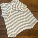 JODIFL Gray white stripe Short Ruffle Sleeve Tee Sz L VGUc Photo 4