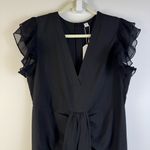 Made With Love Black Midi Dress NWT Medium Ruffle Sleeve V Photo 1
