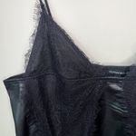 Olivaceous Leather & Lace Tank Top Camisole Spaghetti Straps Faux Leather Sexy L Photo 3
