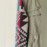 Thread & Supply Hooded Cargo Utility Jacket Aztec Knit Sleeve Green Size M Size M Photo 4