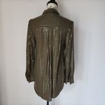Anthropologie Maeve Arwa Oversized Olive Green Sequin Shirt S Photo 8