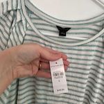 Ann Taylor NEW NWT  Stripe Flutter Sleeve Tee White Aqua Blue Short Sleeve Knit S Photo 5