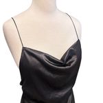 None Satin Drawstring Long Black Maxi Dress Size Large Photo 1