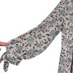 Gal Meets Glam Florence Floral Tie Cuff Long Sleeve Maxi Dress size 18 Grey Pink Photo 4